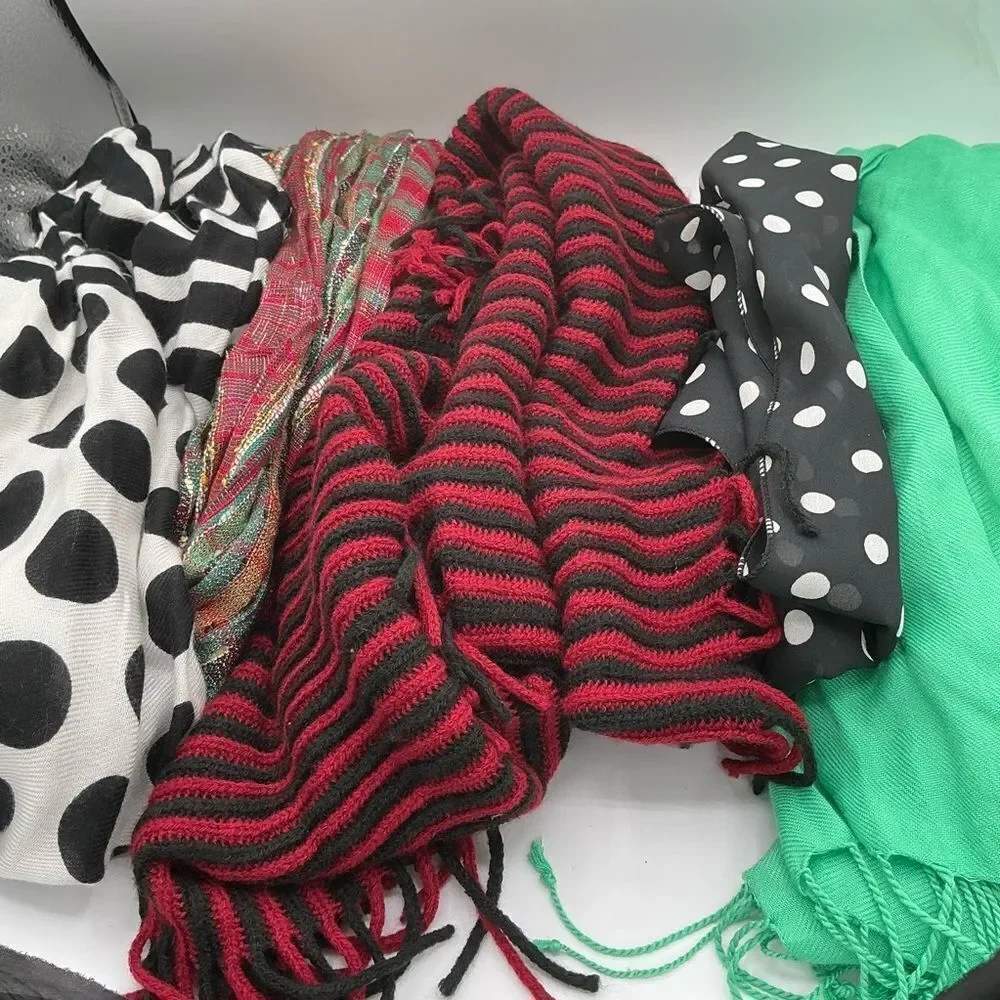 Bundle of 5 colorful scarves of assorted sizes